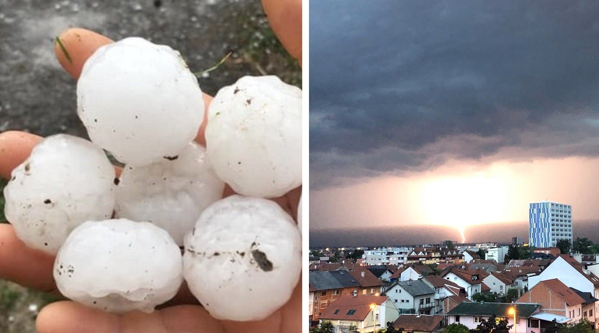 Tuča razbijala aute u Slavoniji, jaka oluja pogodila Zagreb. Pogledajte snimke