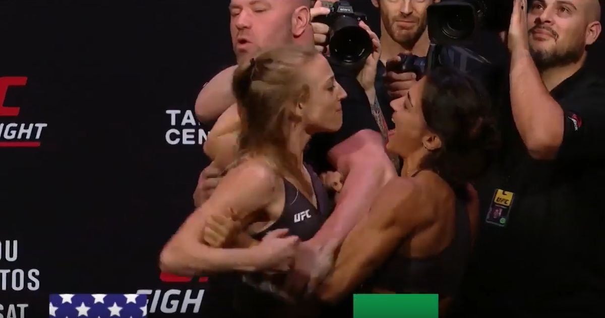 Nabrijane UFC djevojke zakačile se na vaganju, zasjenile Ngannoua i Dos Santosa