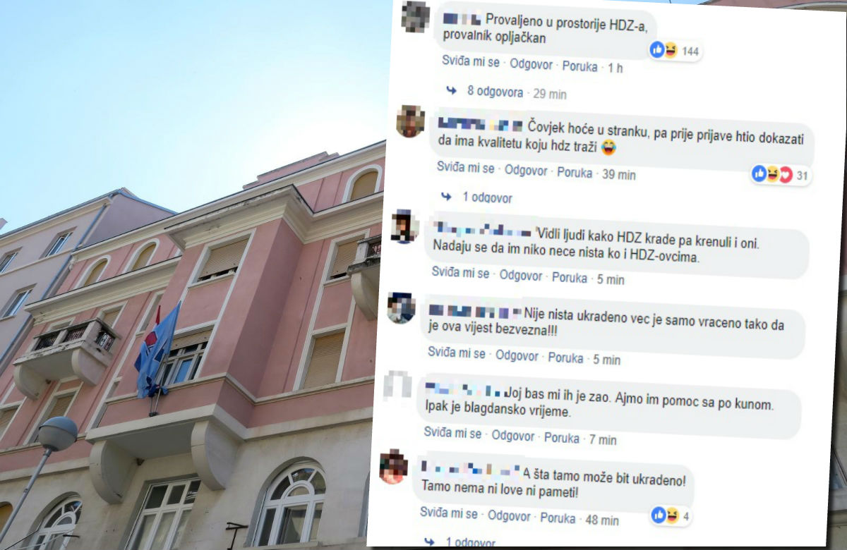 Netko je provalio u prostorije HDZ-a u Splitu. Komentari na Fejsu su urnebes