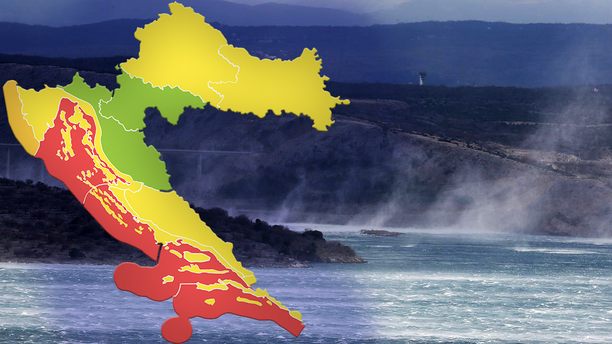 Na snazi crveni alarm za Jadran, upozorenja i za druge dijelove zemlje