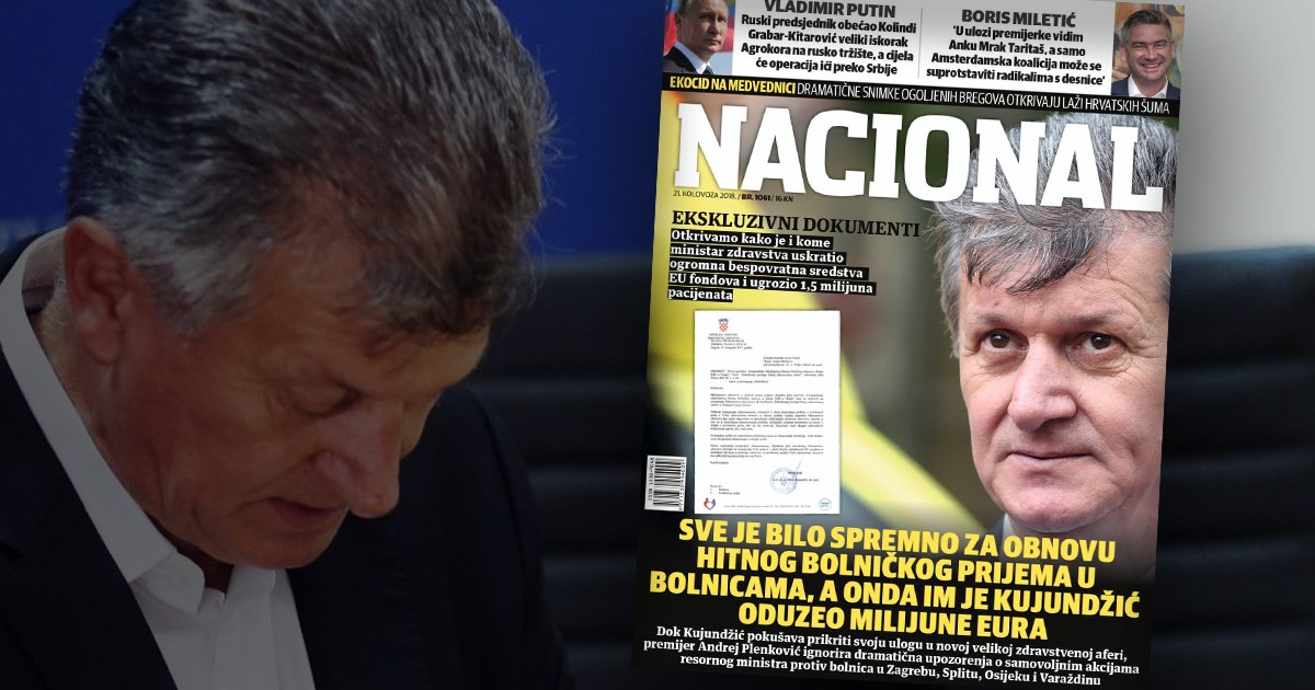 Nacional: Kujundžić je bolnicama oduzeo milijune za hitne prijeme