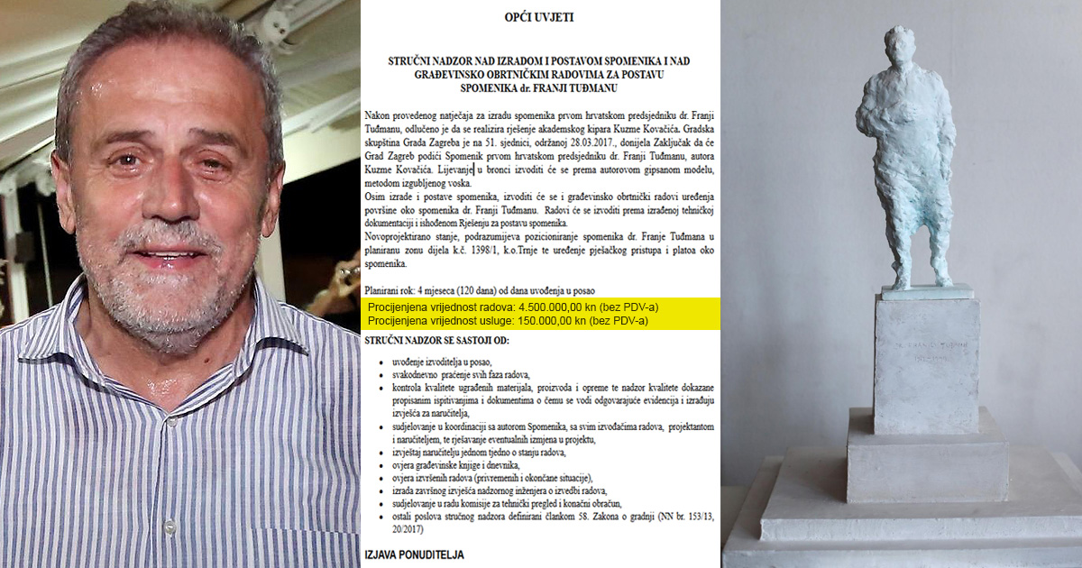 Bandić kod fontana gradi spomenik Tuđmanu za 4,5 milijuna kuna