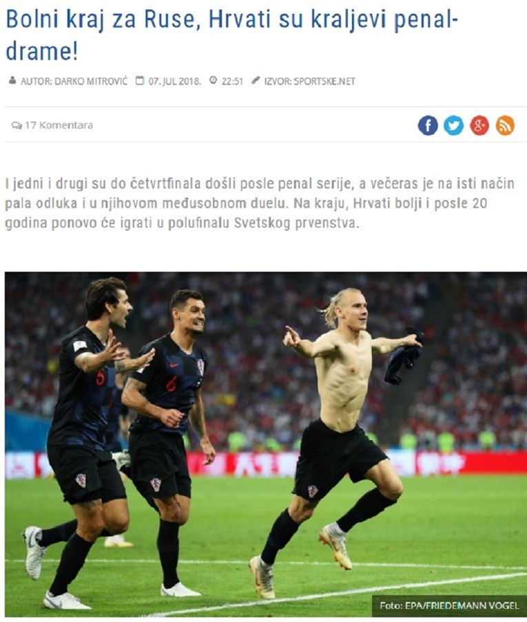 Reakcije regionalnih medija: "Hrvati su kraljevi penal-drame!"