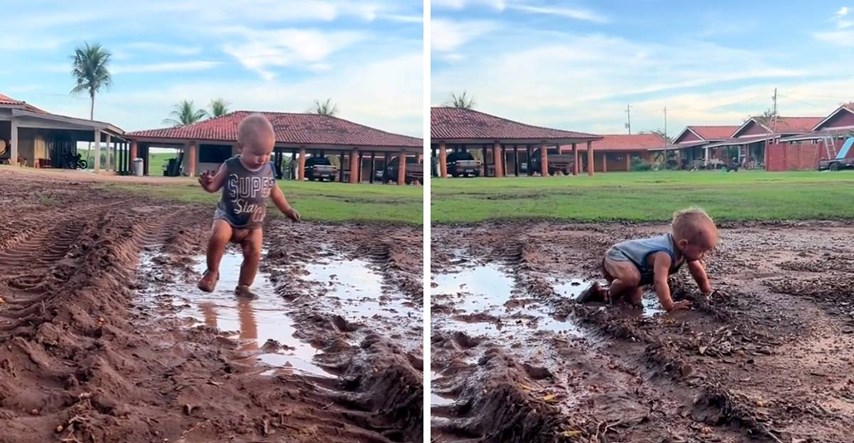 Mama snimila sina kako se igra u blatu, video će vam izmamiti osmijeh na lice