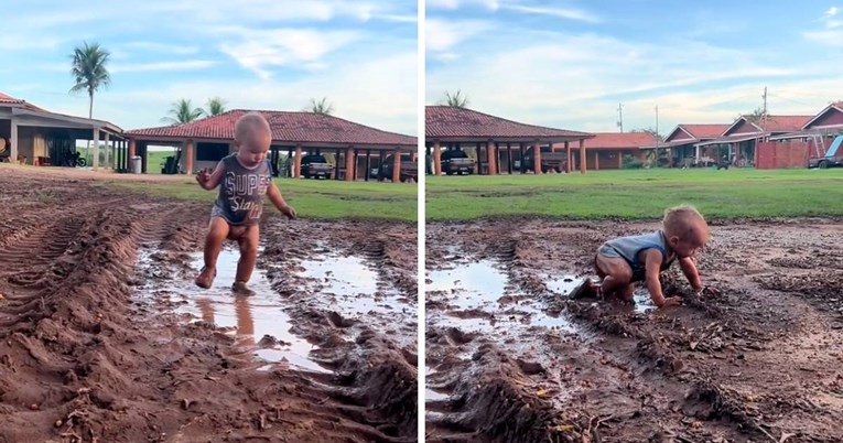 Mama snimila sina kako se igra u blatu, video će vam izmamiti osmijeh na lice