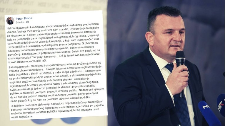 Škorić povukao kandidaturu za potpredsjednika HDZ-a: Želim smiriti tenzije