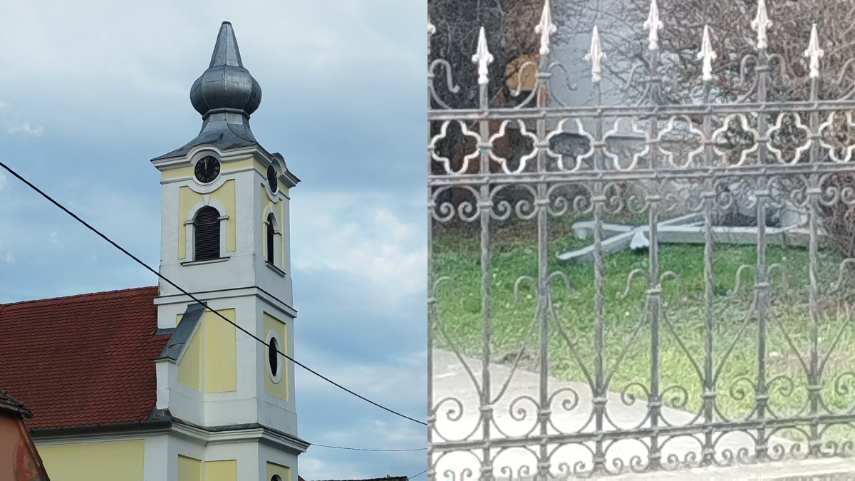 FOTO Vjetar iščupao križ s tornja crkve u Slavoniji