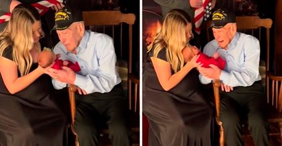 101-godišnji djed upoznao svoju prapraunuku, prizor dirnuo milijune