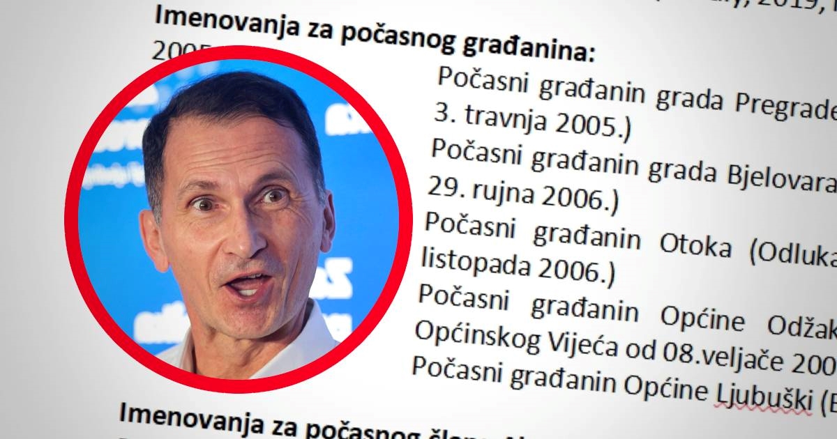 Primorac se hvali da je počasni građanin 5 gradova u Hrvatskoj i vani. Pogledajte