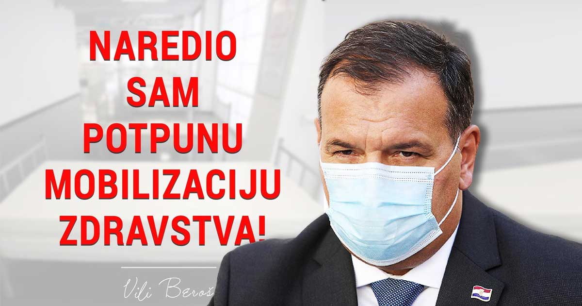 Beroš na Fejsu: Naredio sam potpunu mobilizaciju zdravstva