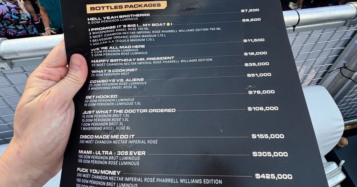 Cjenik s Ultre u Miamiju izazvao reakcije: "Pa što će uopće nekome 200 boca pića?"