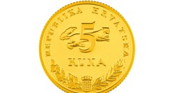 FOTO HNB izdao zlatnik od pet kuna s cijenom od 8300 kuna