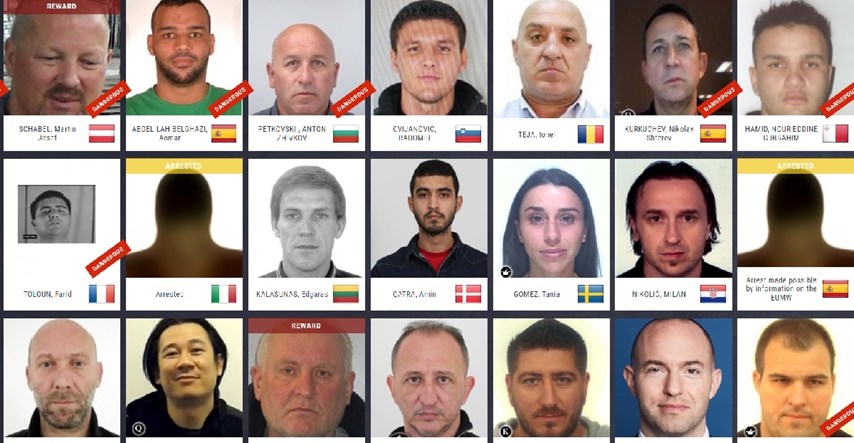 U velikoj akciji u pet mjeseci pronađeno 14 najtraženijih bjegunaca u EU