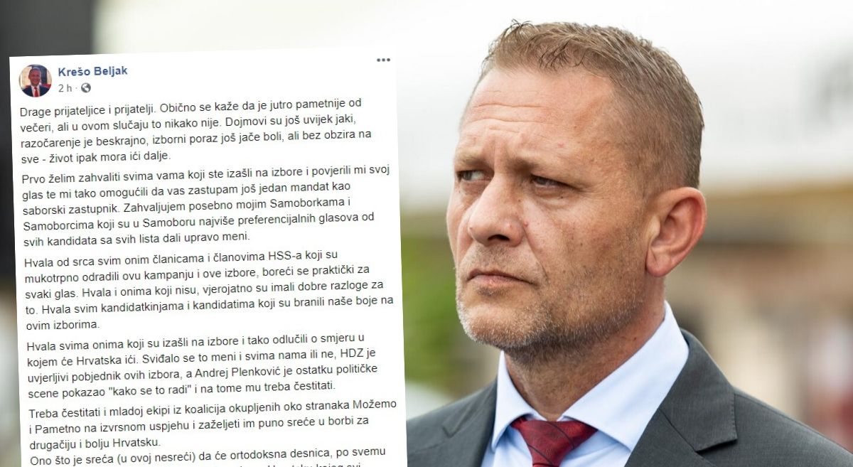 Beljak nakon izbornog poraza: Najveći krivac za ovaj neuspjeh sam ja i neću bježati