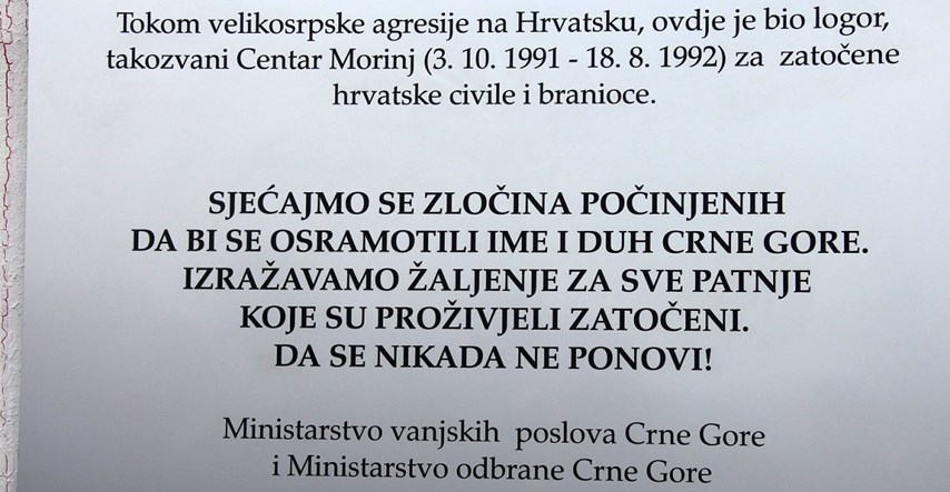 Crna Gora prije nekoliko dana postavila ploču mučenim Hrvatima. Već je uklanja