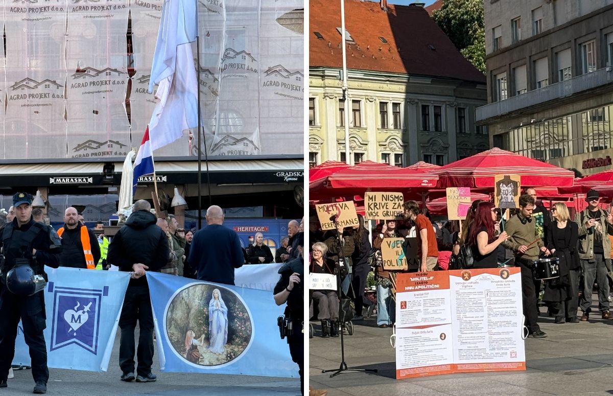 Kleči se na glavnom zagrebačkom trgu, došli prosvjednici