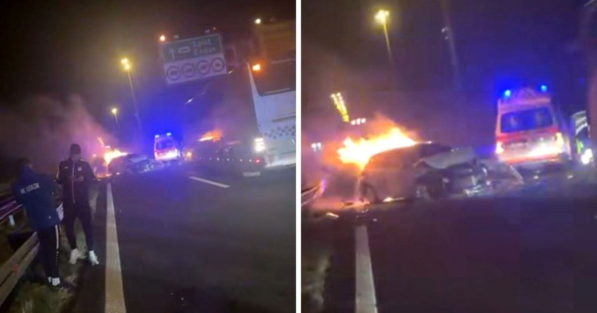 Vozač kojeg su nogometaši Uskoka spasili iz gorućeg auta bori se za život