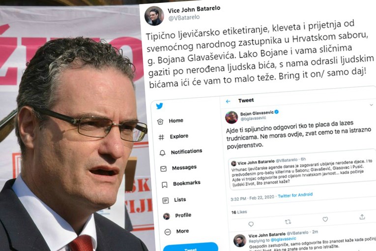 Glavašević i ultrakatolik Batarelo se na Twitteru svađaju oko pobačaja