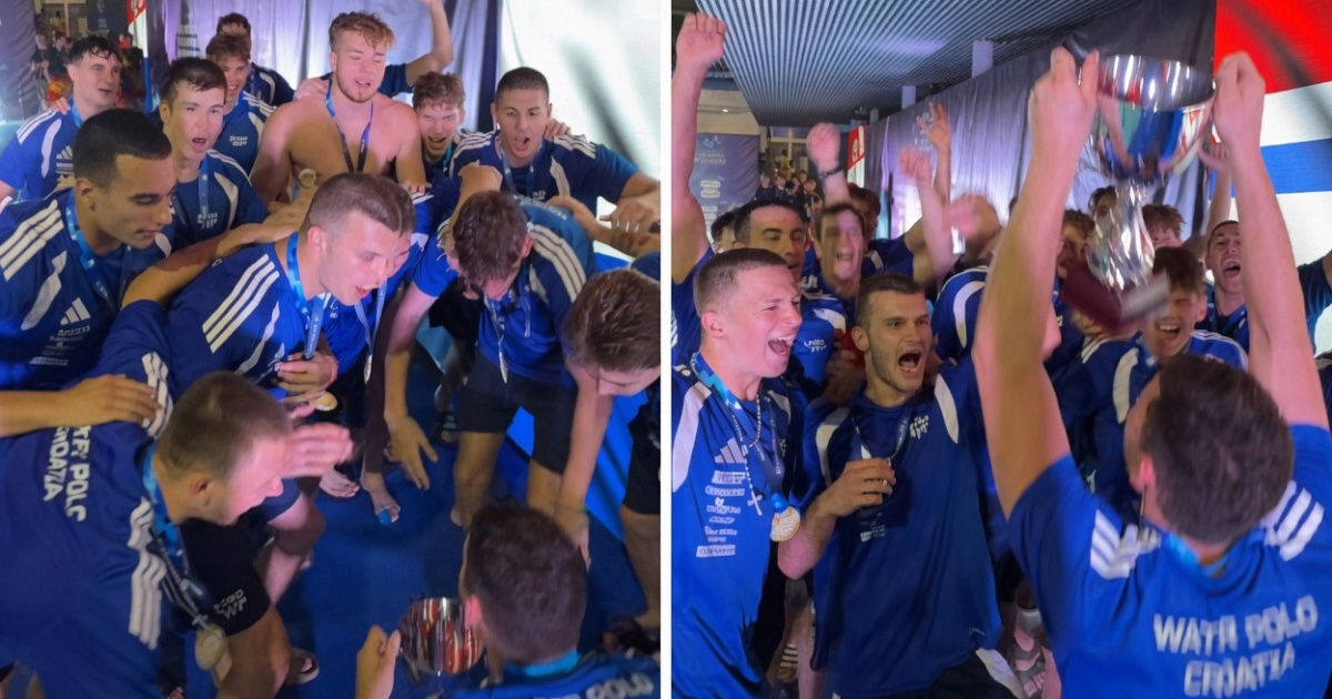 Pogledajte kako mladi hrvatski vaterpolisti podižu pehar svjetskih prvaka