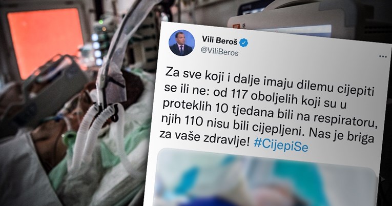 Beroš objavio koliko je cijepljenih među 117 ljudi koji su završili na respiratoru