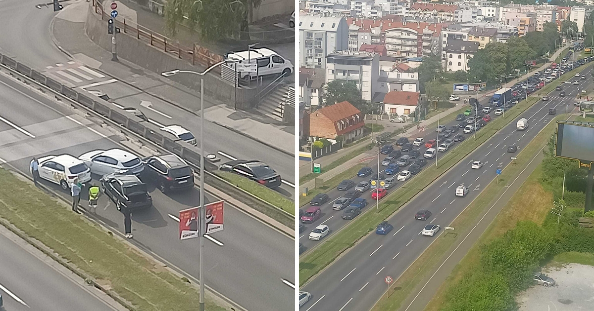 FOTO Sudar na Zagrebačkoj aveniji u Zagrebu, blokiran promet prema zapadu