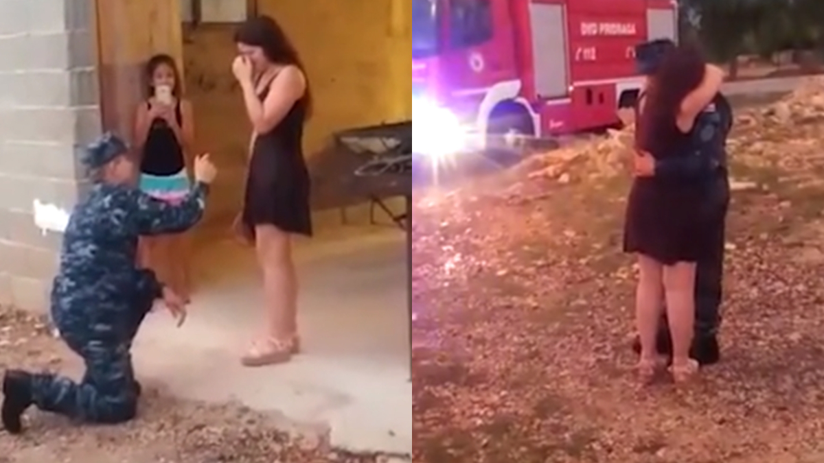 VIDEO Vatrogasac iz Pridrage zaprosio djevojku uz sirene, ona se rasplakala