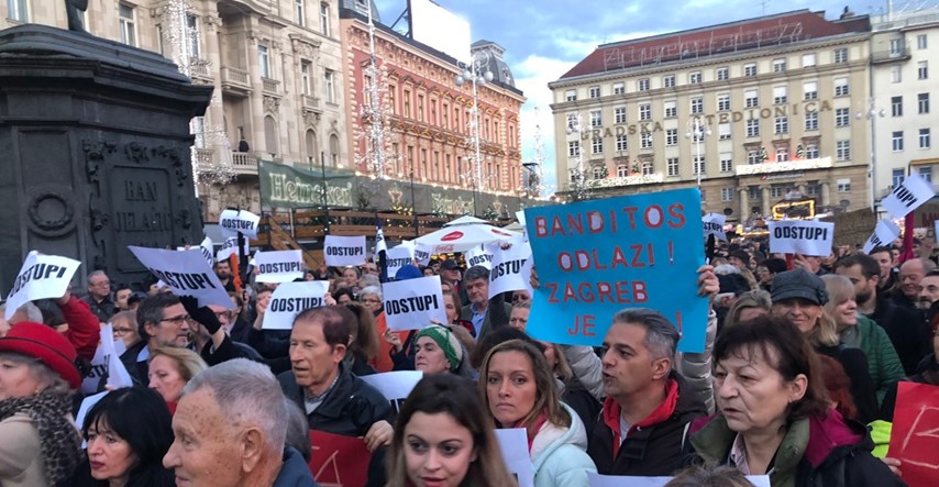 Prosvjed protiv Bandića u centru Zagreba, ljudi skandirali "zatvor"