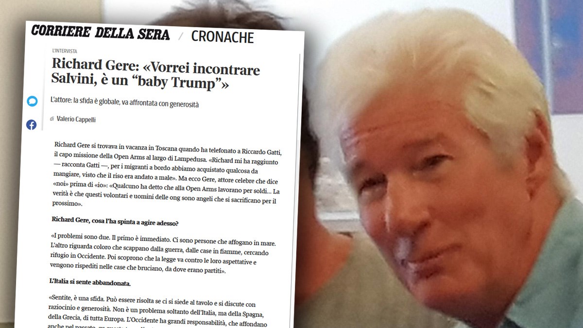 Richard Gere: Salvini je mali Trump, koristi se neznanjem, iskorištava mržnju