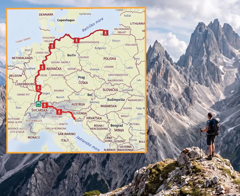 Napravljena je nova planinarska ruta preko cijele Europe. Prolazi kroz šest država
