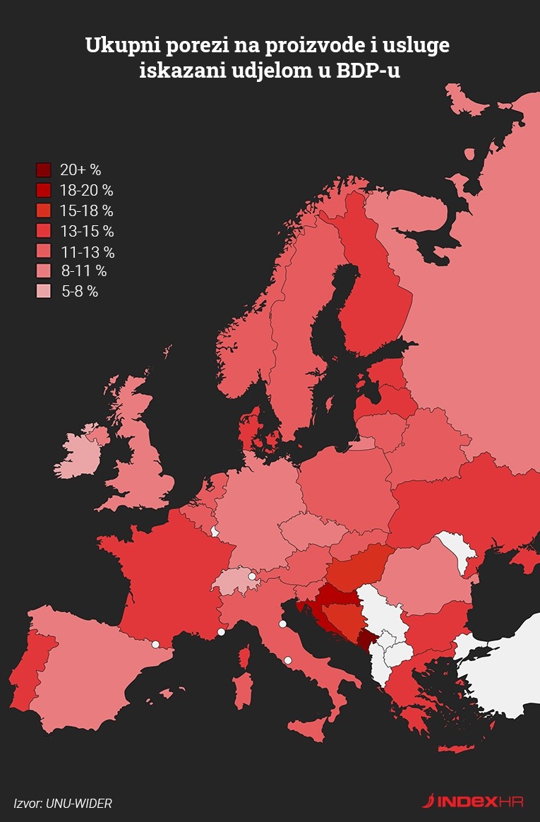 Ovo je karta poreza na kupnju. Hrvatska je najgora u EU A96c2a75-d143-40ac-95ec-7d421f1bd340