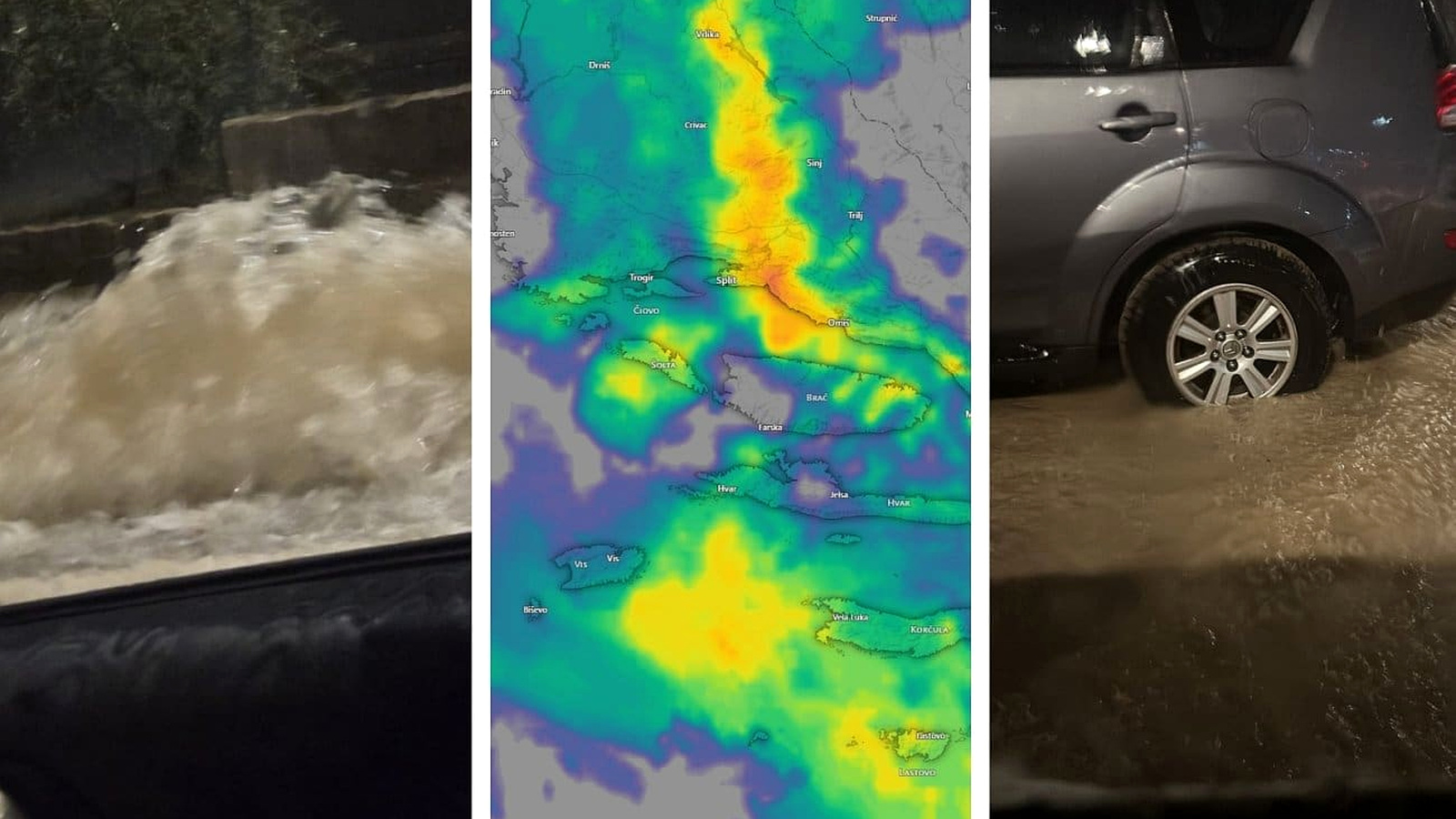Jako nevrijeme pogodilo Split i okolicu. Ceste pod vodom, bujice izbijale šahtove