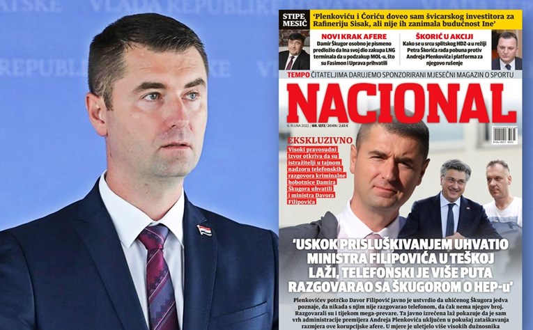 Nacional: Uskok prisluškivanjem ministra Filipovića uhvatio u teškoj laži o Škugoru