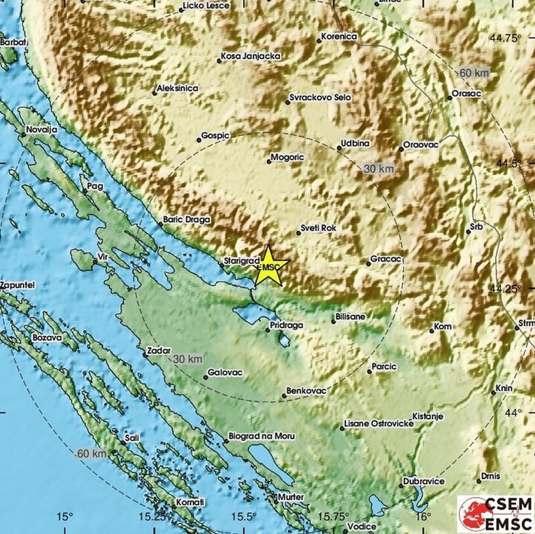 Potres magnitude 2.7 kod Zadra