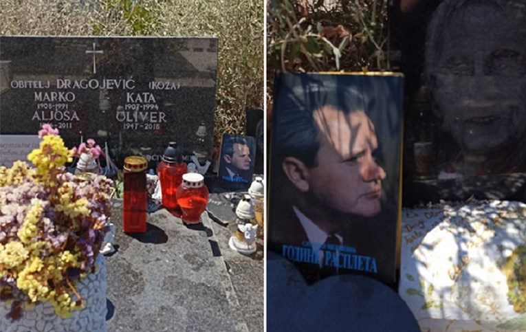 FOTO Vučićev propagandist na Oliverovom grobu ostavio knjigu Miloševića