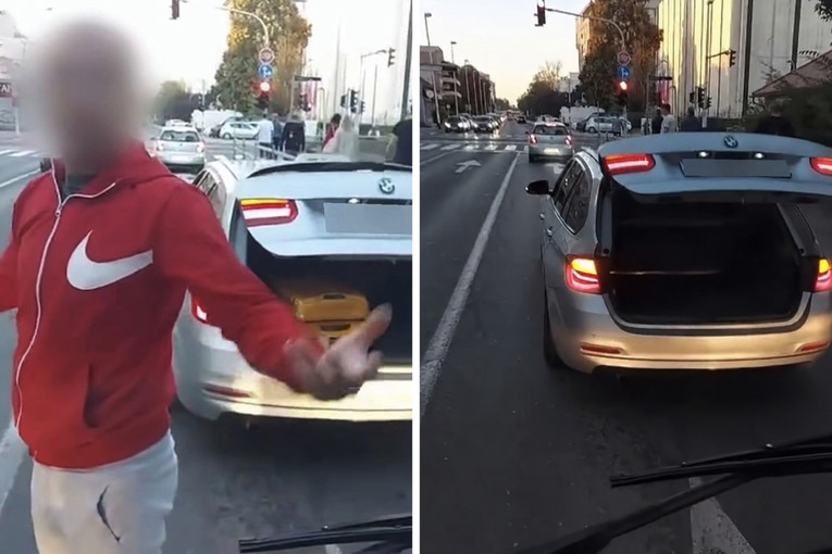 VIDEO Taksist BMW-om blokirao ZET. Udario po staklu i pokazivao srednji prst vozaču