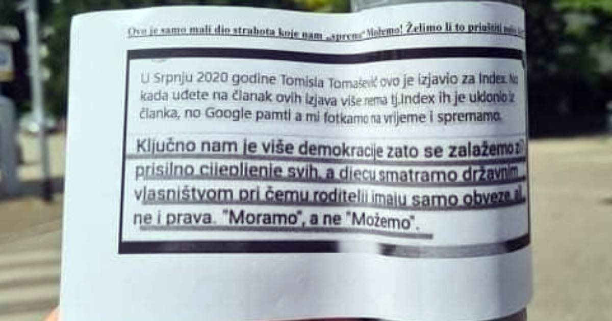 U Zagrebu osvanuli leci na kojima piše da Tomašević želi prisilno cijepiti ljude