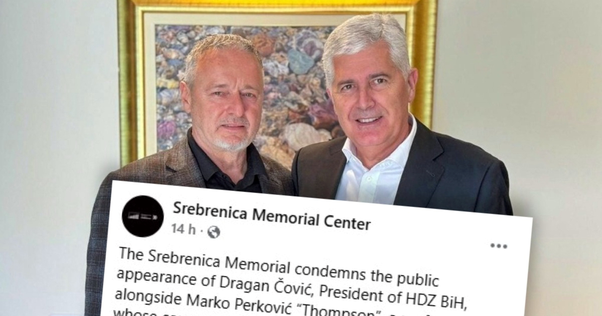 Memorijalni centar Srebrenica osudio Čovićev susret s Thompsonom