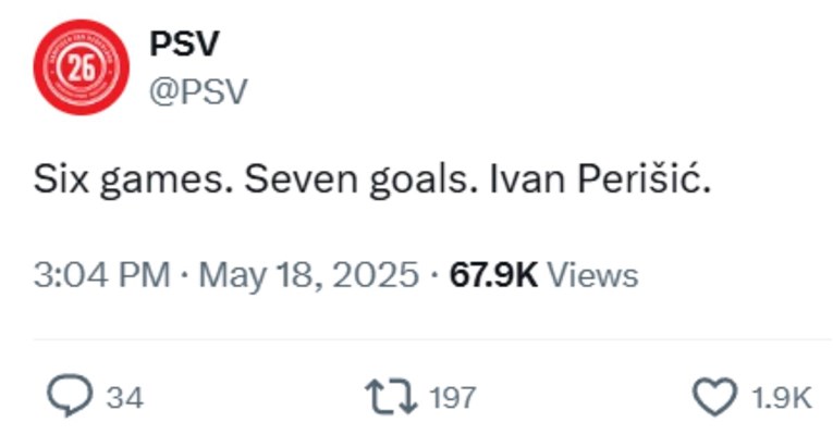 PSV se objavom naklonio Perišiću