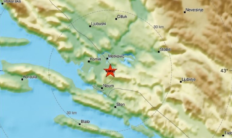 Sinoć je Dalmaciju pogodio umjereni potres