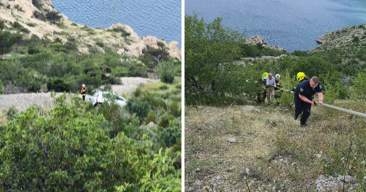 Auto kod Brela sletio u 150 metara duboku provaliju. Vozač sam izašao