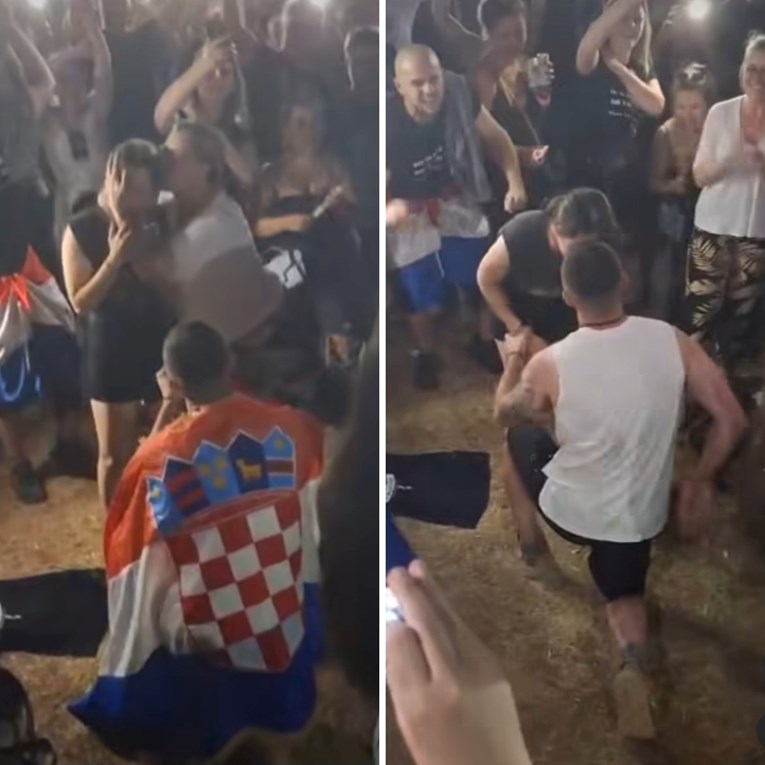 VIDEO Zaogrnut hrvatskom zastavom zaprosio svoju odabranicu na Thompsonovom koncertu