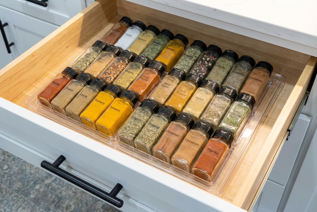 Nikad se ovoga ne bi sjetili - organizirani začini u ladici uz jedan običan predmet