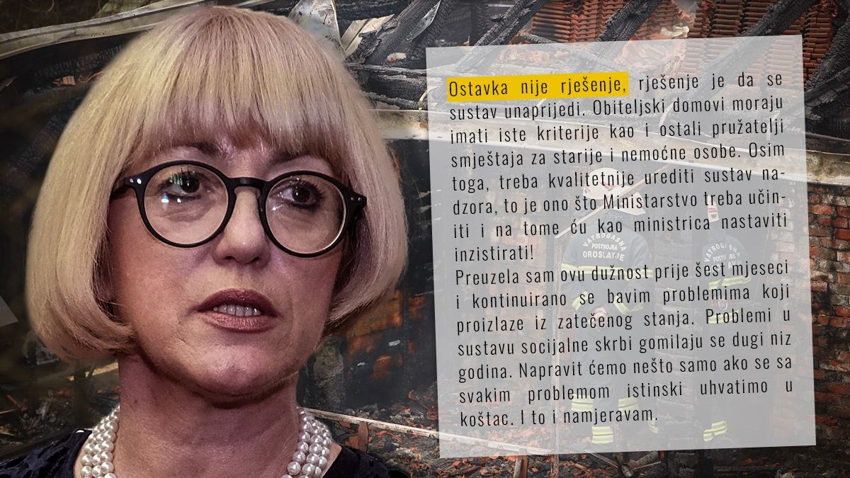 Ministrica nam je napokon odgovorila na pitanje o ostavci zbog smrti 6 staraca