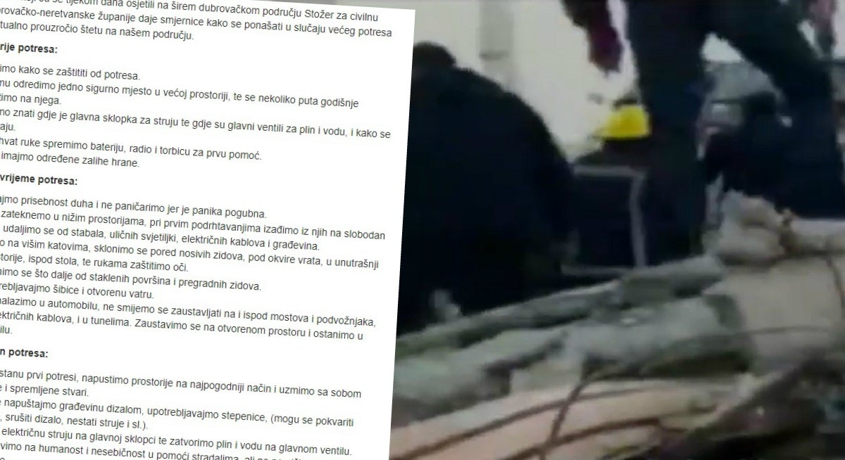 Izdano važno upozorenje za slučaj potresa za Dubrovnik i okolicu