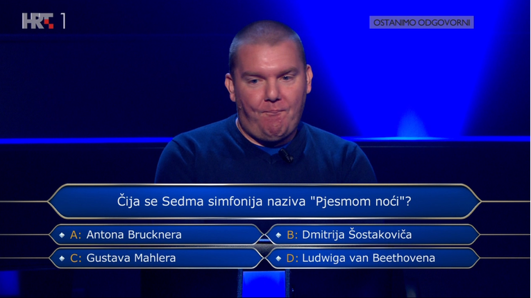 Zapeo je na pitanju o simfoniji - tri pitanja dijelila su ga od milijuna