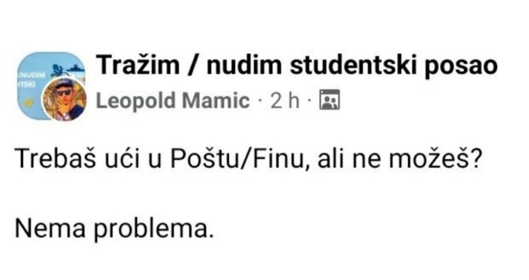 Student postavio oglas pa postao hit: Trebaš ući u Poštu/Finu, ali ne možeš?