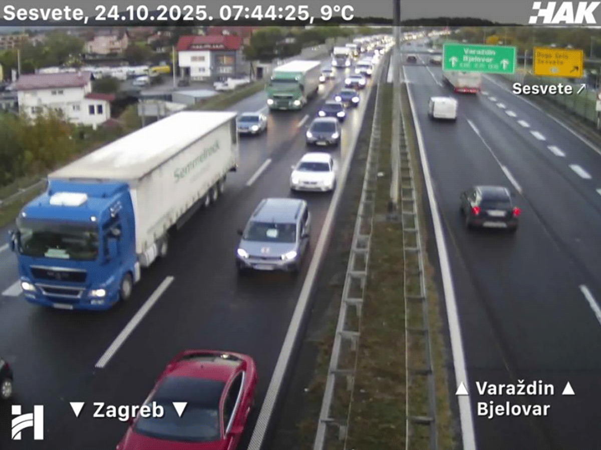 Magla, kiša i mokri kolnici usporavaju promet diljem zemlje. 4 km kolona kod Zagreba