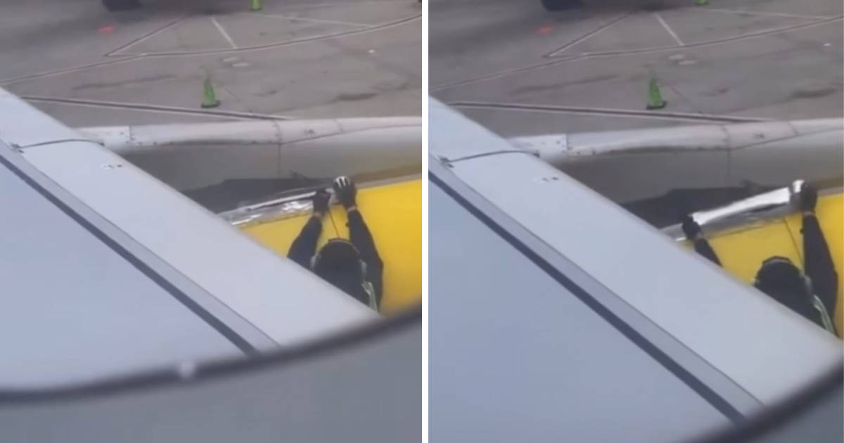 Radnik prije polijetanja aviona popravio krilo ljepljivom trakom. Video je viralan