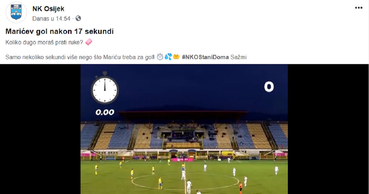 Osijek: Koliko dugo moraš prati ruke? Tek nešto kraće nego što Mariću treba za gol