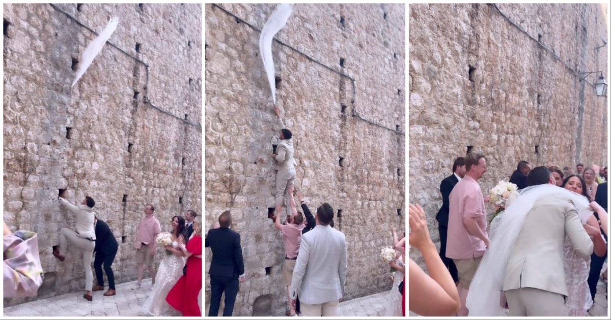 Mladenki u Dubrovniku odletio veo i zakačio se za zid, pogledajte kako je to završilo